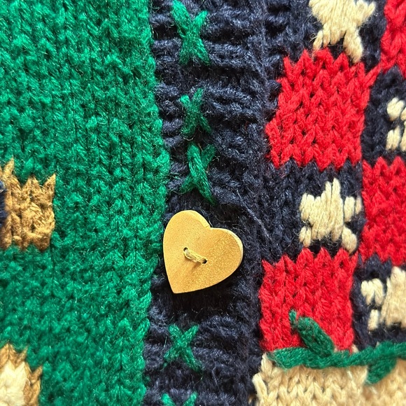 Vintage Eagles Eye Hand Knit USA Holiday Cardigan Sweater Womens XXL - Picture 5 of 8